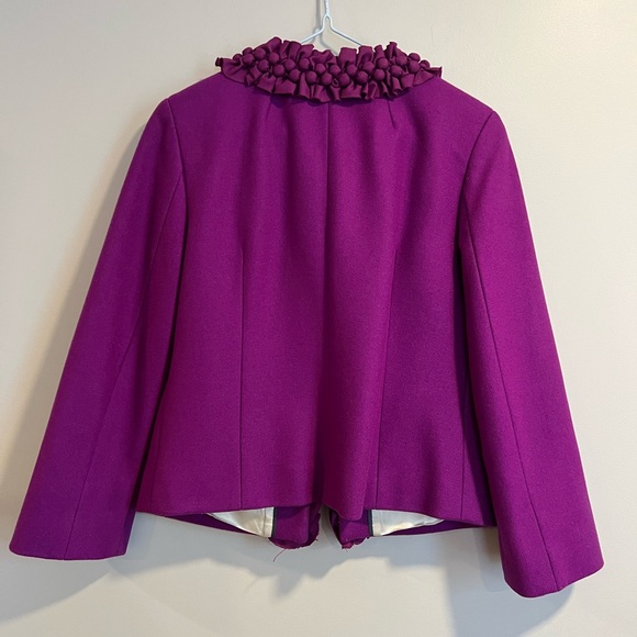 J. Crew Magenta Ruffled-Collar Wool Jacket - Picture 2 of 3